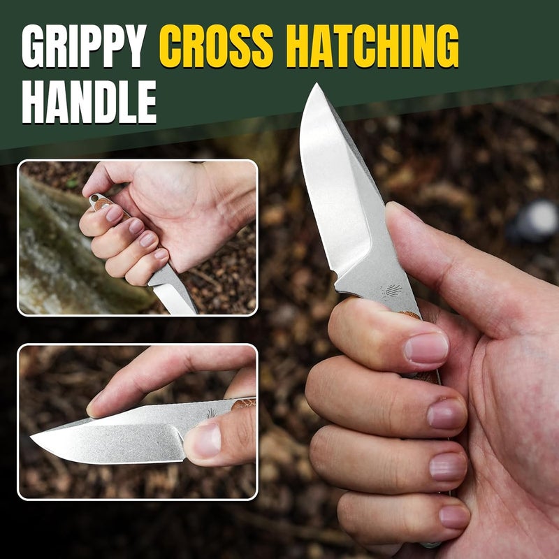 KIZER Muskrat Fixed Blade Knife, 3.15 In 154CM Neck Knife Argyle Pattern Micarta Handle Fixed Blade EDC Knives for Men Women, Outdoor Hunting Hiking Survival Camping Knives 1064C1 - Image 5